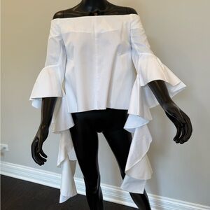 ELLERY Ivory Architectural Off-Shoulder Blouse – Size 2 – Like New